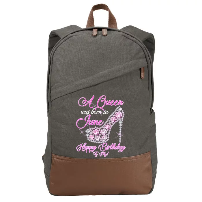 A Queen Was Born in June Fancy Birthday Cotton Canvas Backpack