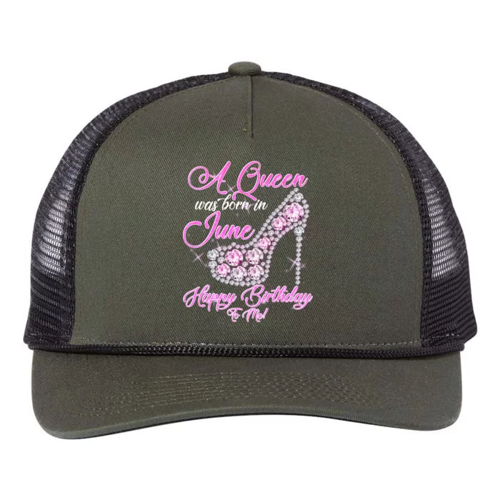 A Queen Was Born in June Fancy Birthday Retro Rope Trucker Hat Cap