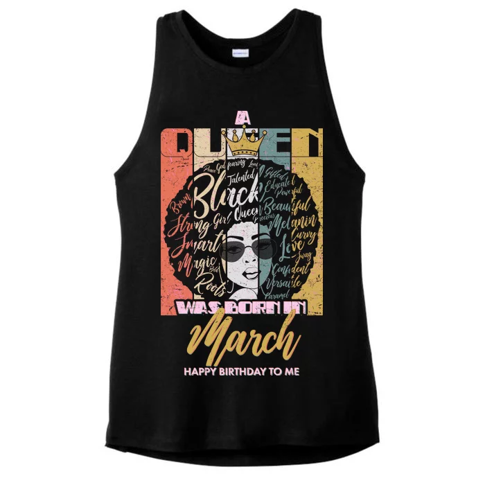 A Queen was Born in March Ladies Tri-Blend Wicking Tank