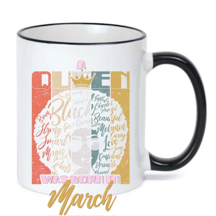 A Queen was Born in March Black Color Changing Mug