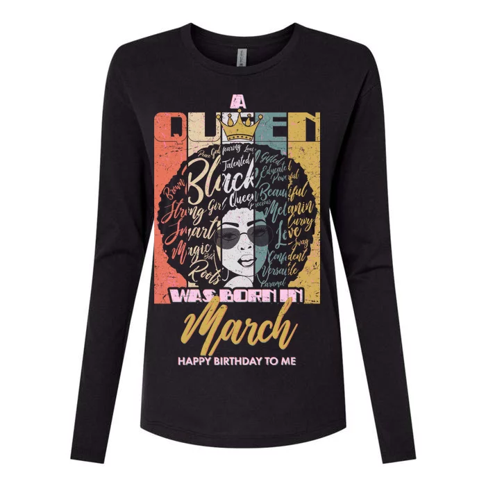 A Queen was Born in March Womens Cotton Relaxed Long Sleeve T-Shirt