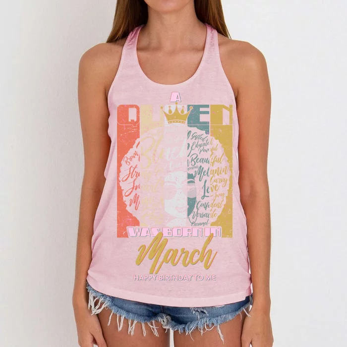 A Queen was Born in March Women's Knotted Racerback Tank