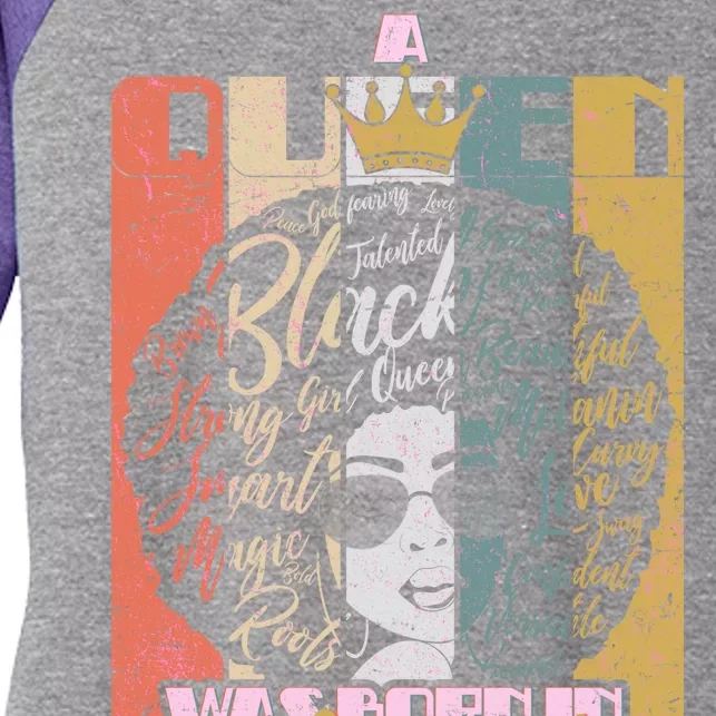 A Queen was Born in March Women's Tri-Blend 3/4-Sleeve Raglan Shirt