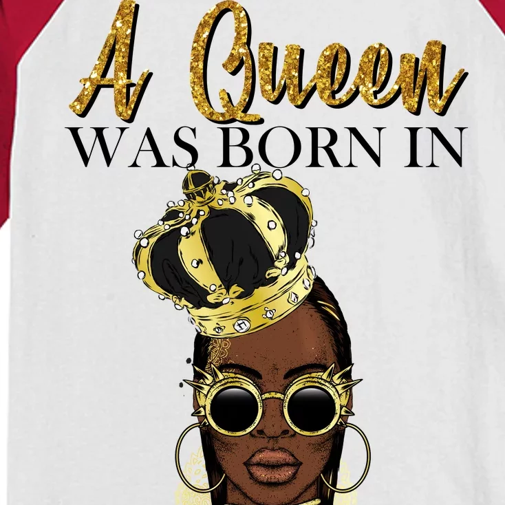 A Queen Was Born In March Happy Birthday Kids Colorblock Raglan Jersey