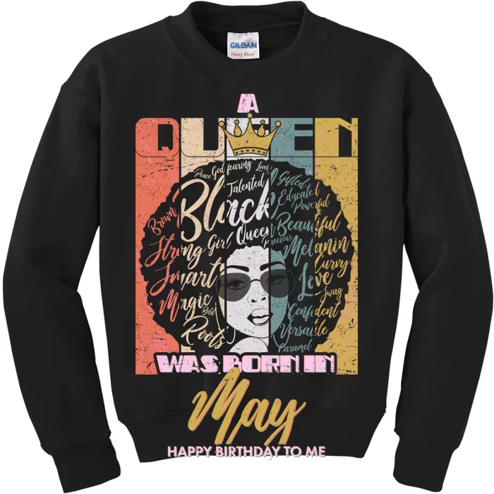 A Queen Was Born In May Kids Sweatshirt