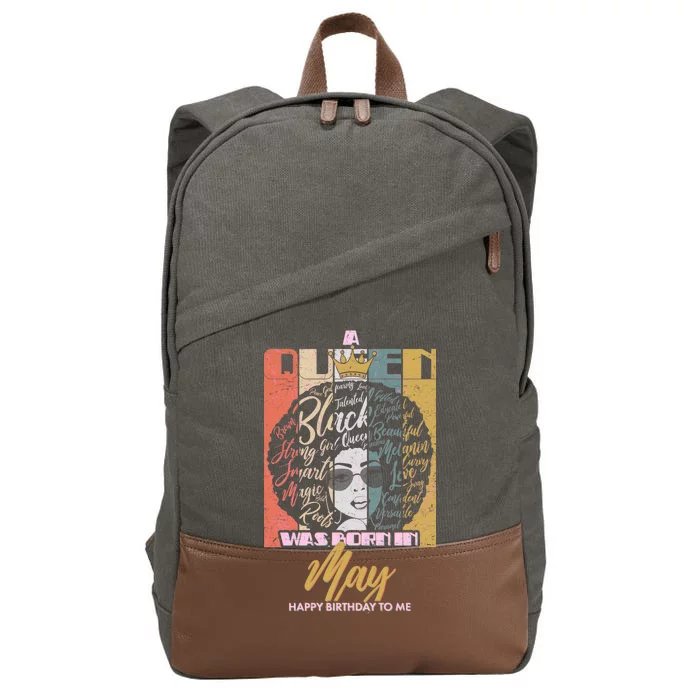 A Queen Was Born In May Cotton Canvas Backpack