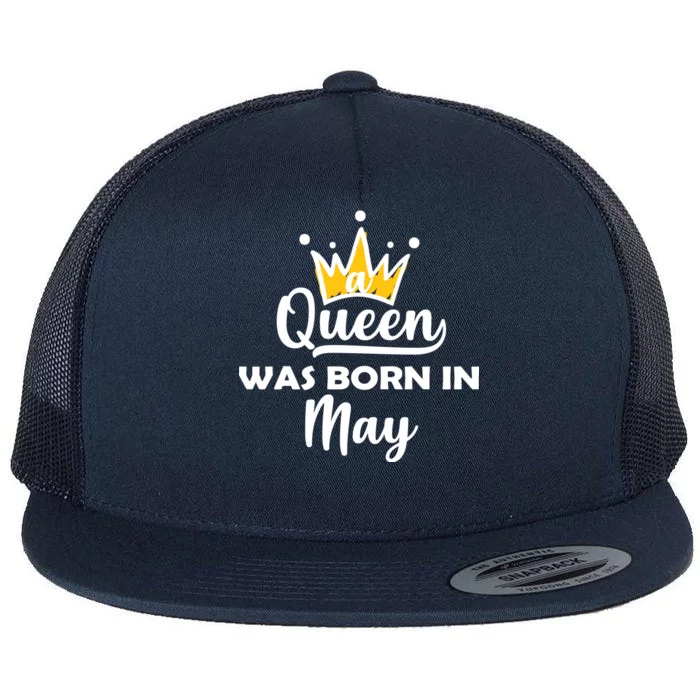 A Queen Was Born In May Birthday Flat Bill Trucker Hat