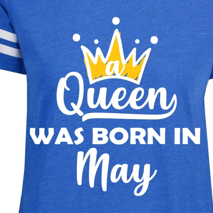 A Queen Was Born In May Birthday Enza Ladies Jersey Football T-Shirt