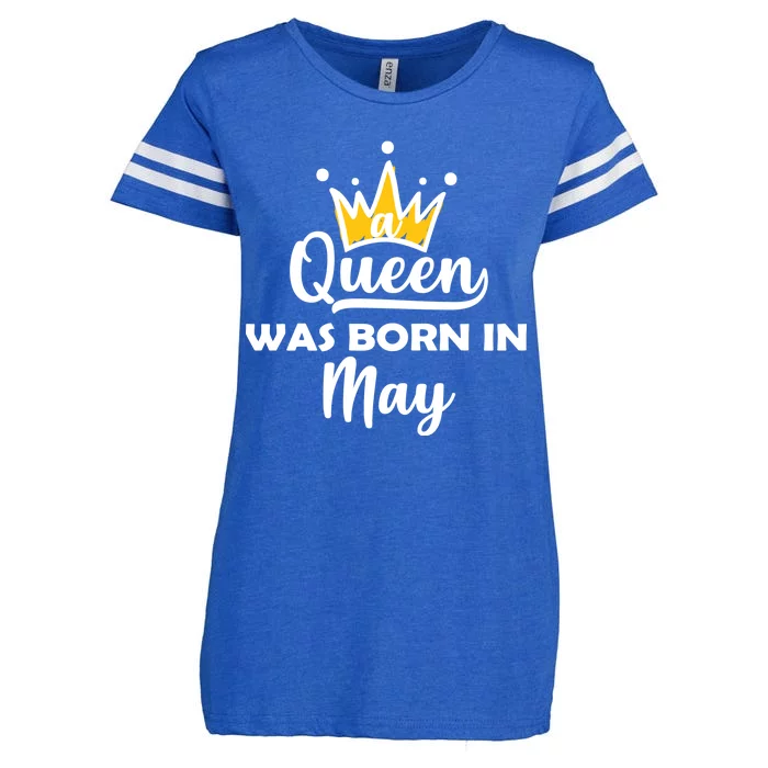 A Queen Was Born In May Birthday Enza Ladies Jersey Football T-Shirt