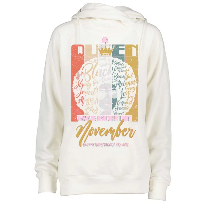 A Queen Was Born In November Happy Womens Funnel Neck Pullover Hood