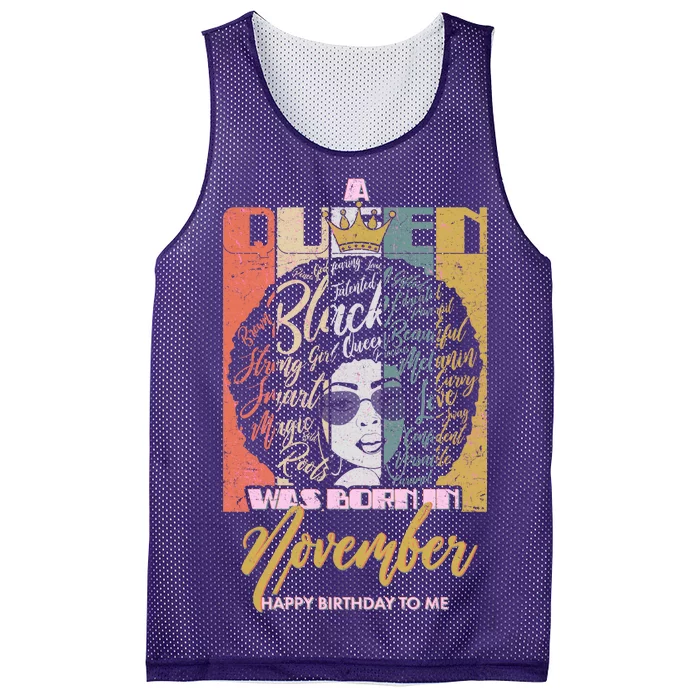 A Queen Was Born In November Happy Mesh Reversible Basketball Jersey Tank