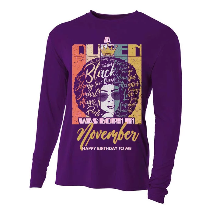 A Queen Was Born In November Happy Cooling Performance Long Sleeve Crew