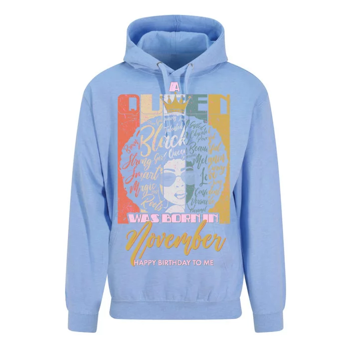 A Queen Was Born In November Happy Unisex Surf Hoodie