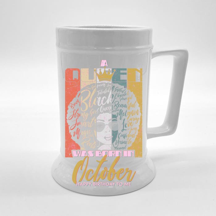 A Queen Was Born In October Front & Back Beer Stein