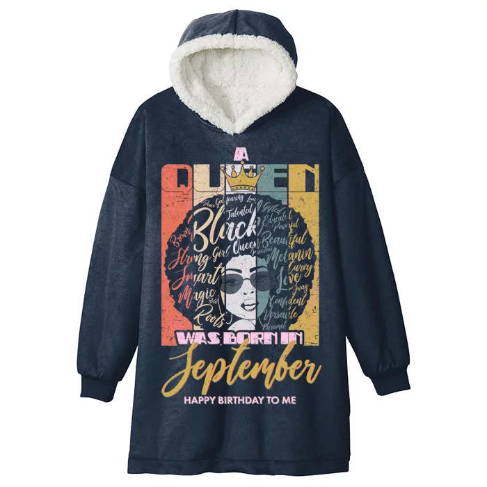 A Queen Was Born In September Hooded Wearable Blanket