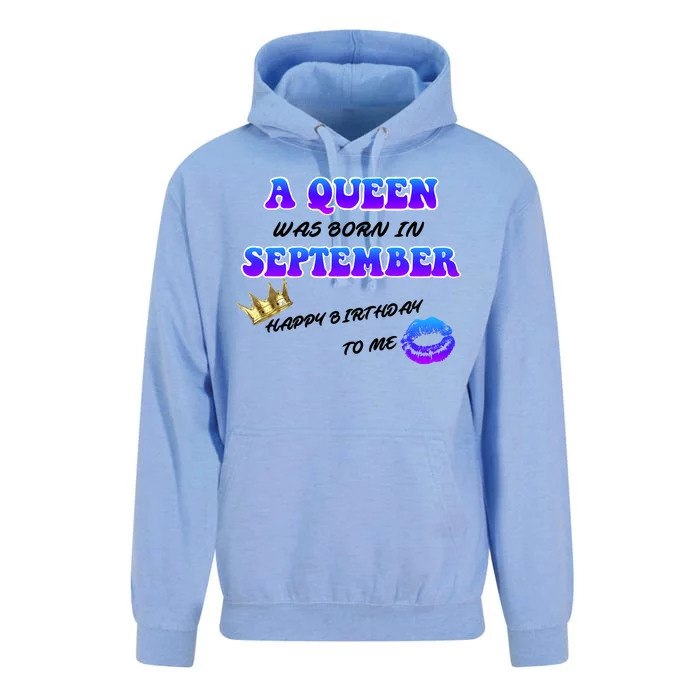 A Queen Was Born In September Happy Birthday To Me Unisex Surf Hoodie