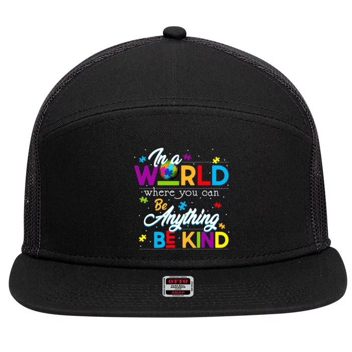 A World With Kindness Autism Awareness 7 Panel Mesh Trucker Snapback Hat