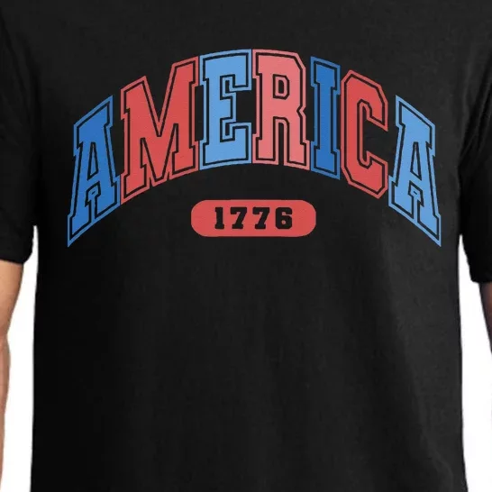 America 1776 4th Of July Retro America Baseball Pajama Set