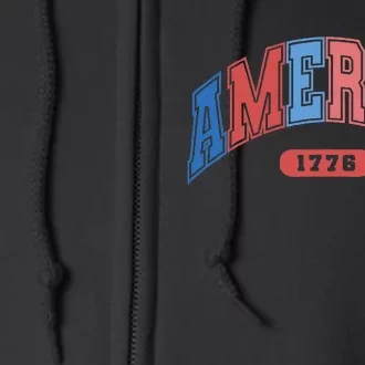 America 1776 4th Of July Retro America Baseball Full Zip Hoodie