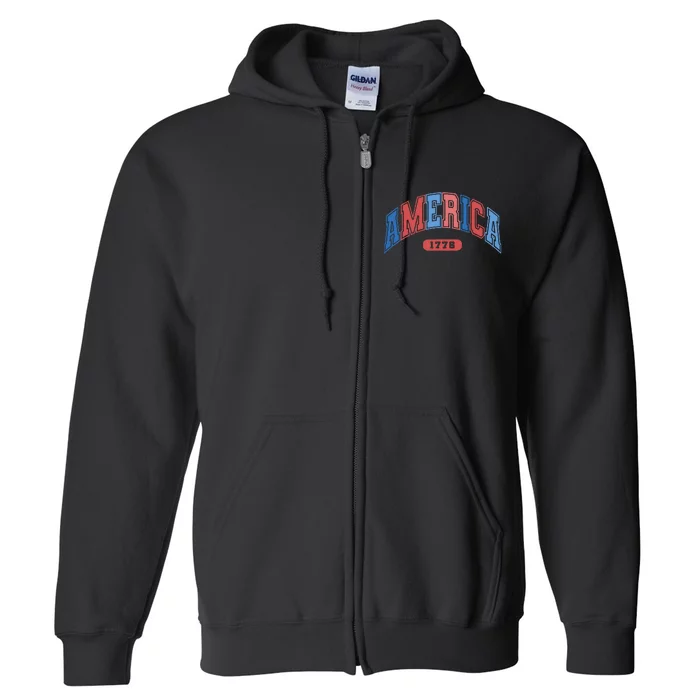 America 1776 4th Of July Retro America Baseball Full Zip Hoodie