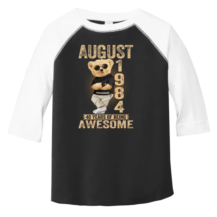 August 1984 40th Birthday 2024 40 Years Of Being Awesome Toddler Fine Jersey T-Shirt