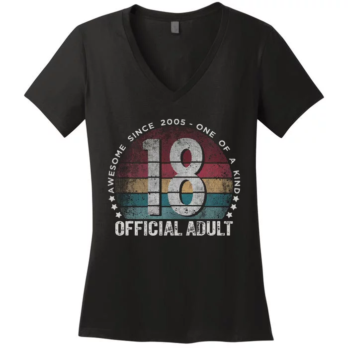 Adult 18th Birthday 18 Year Old Gifts Vintage 2005 Cute Women's V-Neck T-Shirt