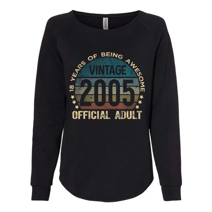 Adult 18th Birthday 18 Year Old Gifts Vintage 2005 Womens California Wash Sweatshirt