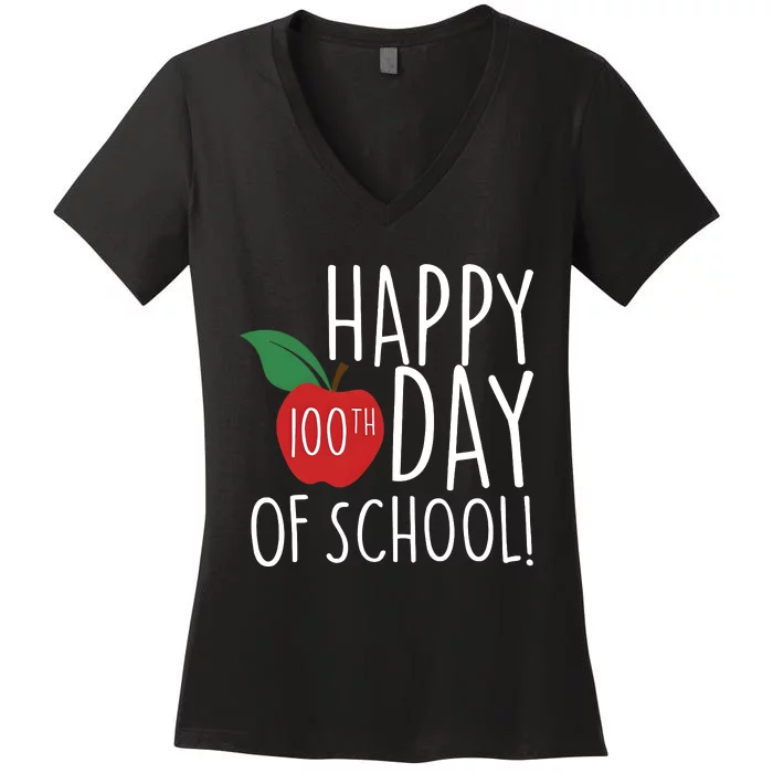 Apple 100 Days Of School Women's V-Neck T-Shirt