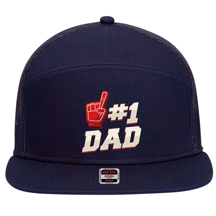 Athletic 1 Dad Number 1 Father Dad Fathers Day 7 Panel Mesh Trucker Snapback Hat