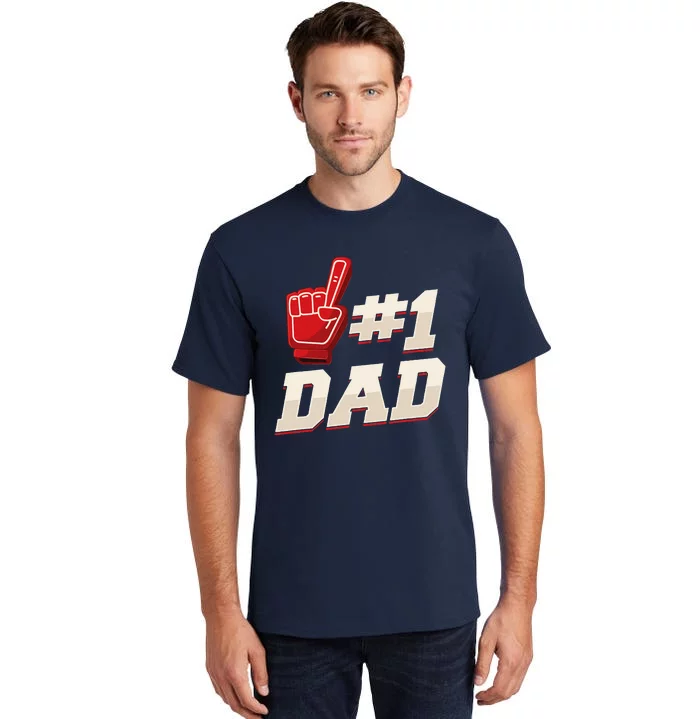 Athletic 1 Dad Number 1 Father Dad Fathers Day Tall T-Shirt