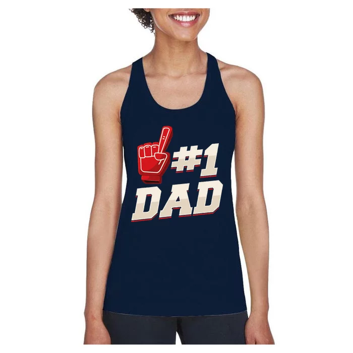 Athletic 1 Dad Number 1 Father Dad Fathers Day Women's Racerback Tank