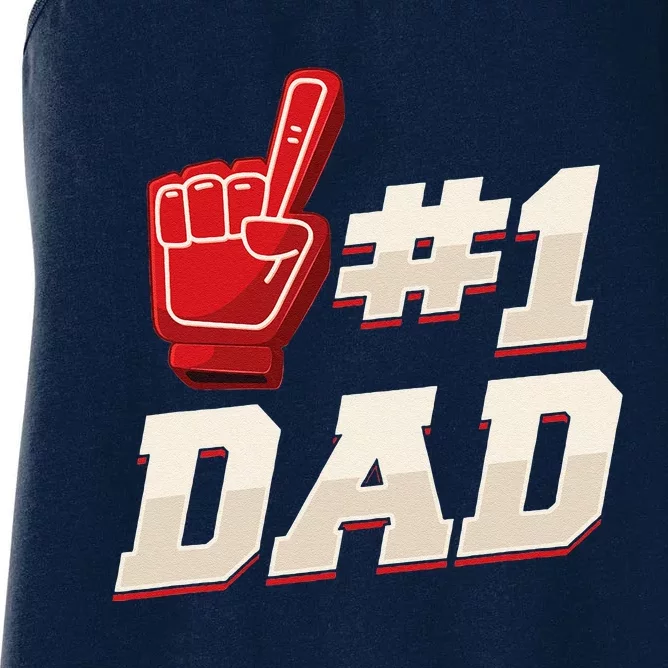 Athletic 1 Dad Number 1 Father Dad Fathers Day Women's Racerback Tank