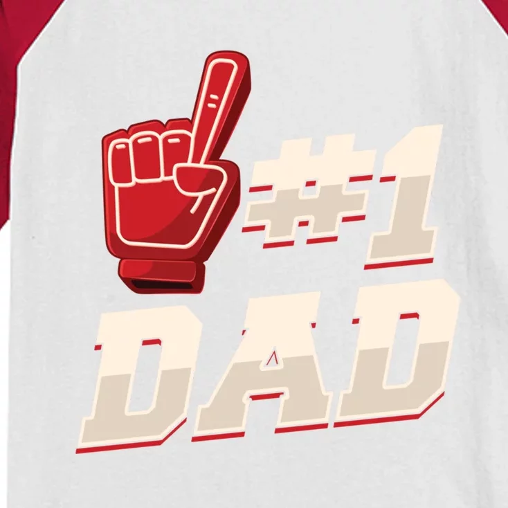 Athletic # 1 Dad Number 1 Father Dad FatherS Day Gift Kids Colorblock Raglan Jersey