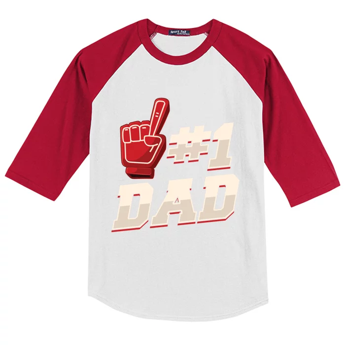 Athletic # 1 Dad Number 1 Father Dad FatherS Day Gift Kids Colorblock Raglan Jersey