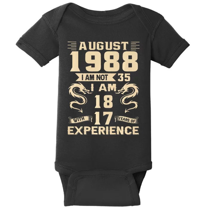 August 1988 I Am Not 35 I Am 18 With 17 Years Of Experience Baby Bodysuit