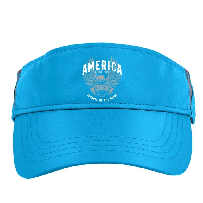 America 1776 Land Of Free Because Of The Brave Usa Eagle Gift Adult Drive Performance Visor