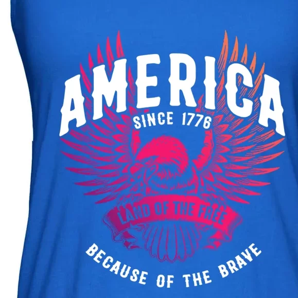 America 1776 Land Of Free Because Of The Brave Usa Eagle Funny Gift Ladies Essential Flowy Tank