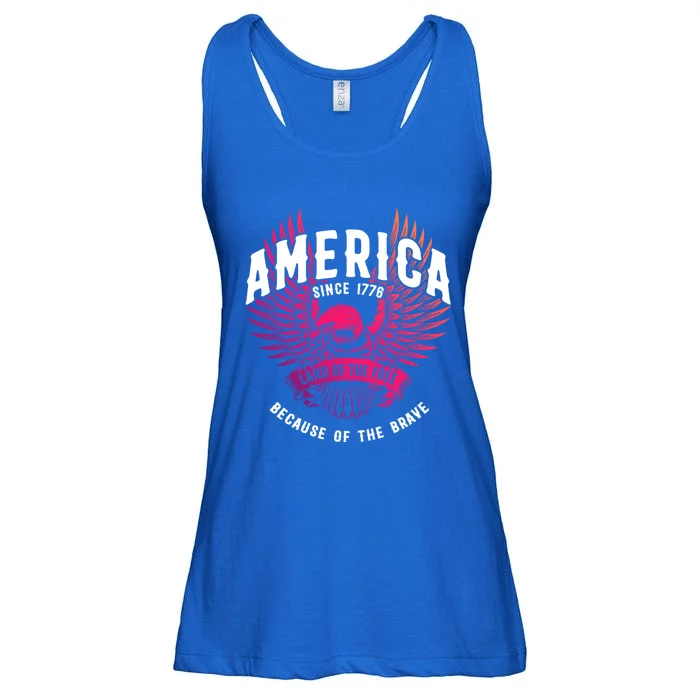 America 1776 Land Of Free Because Of The Brave Usa Eagle Funny Gift Ladies Essential Flowy Tank