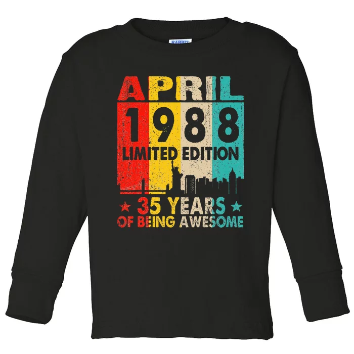 April 1988 Limited Edition 35 Years Of Being Awesome Toddler Long Sleeve Shirt