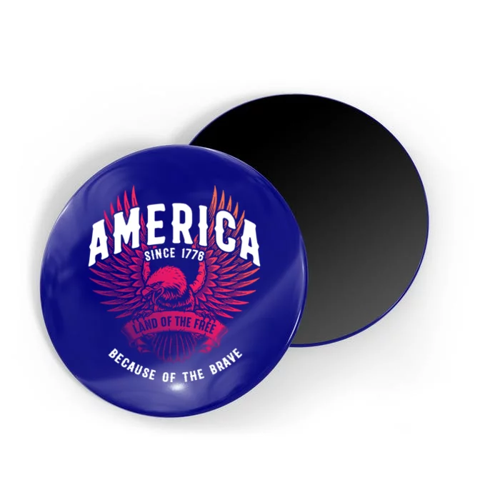 America 1776 Land Of Free Because Of The Brave Usa Eagle Meaningful Gift Magnet