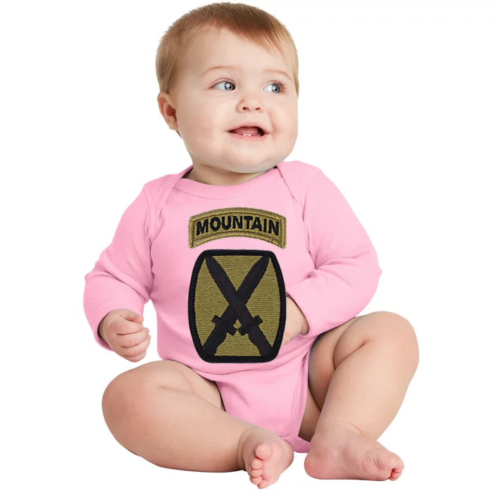 Army 10th Mountain Division Military Veteran Morale Baby Long Sleeve Bodysuit