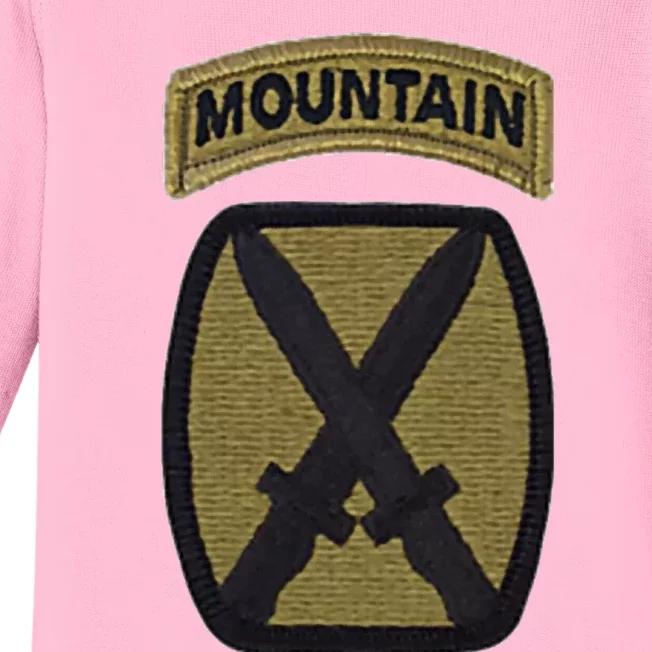 Army 10th Mountain Division Military Veteran Morale Baby Long Sleeve Bodysuit