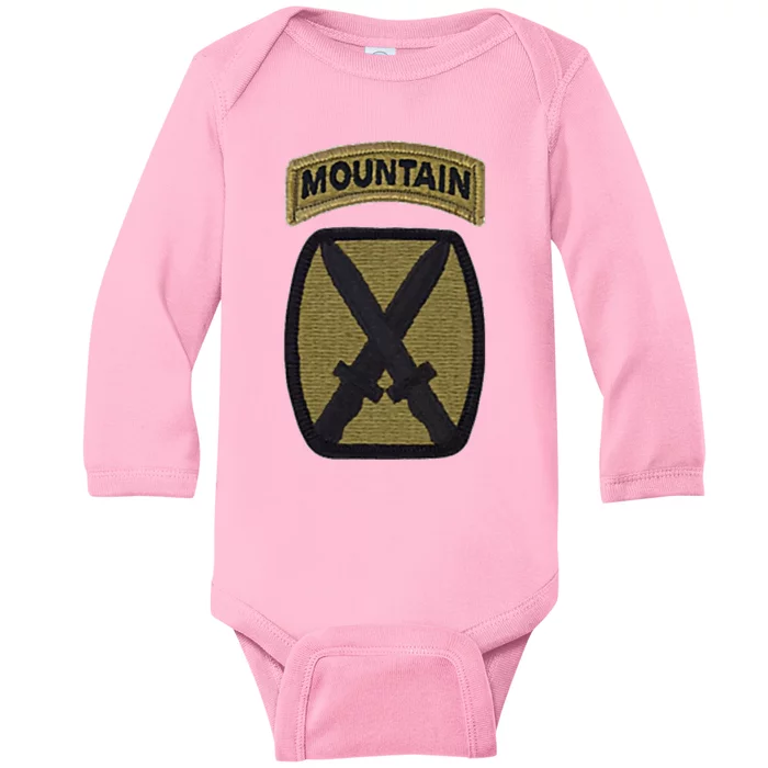 Army 10th Mountain Division Military Veteran Morale Baby Long Sleeve Bodysuit