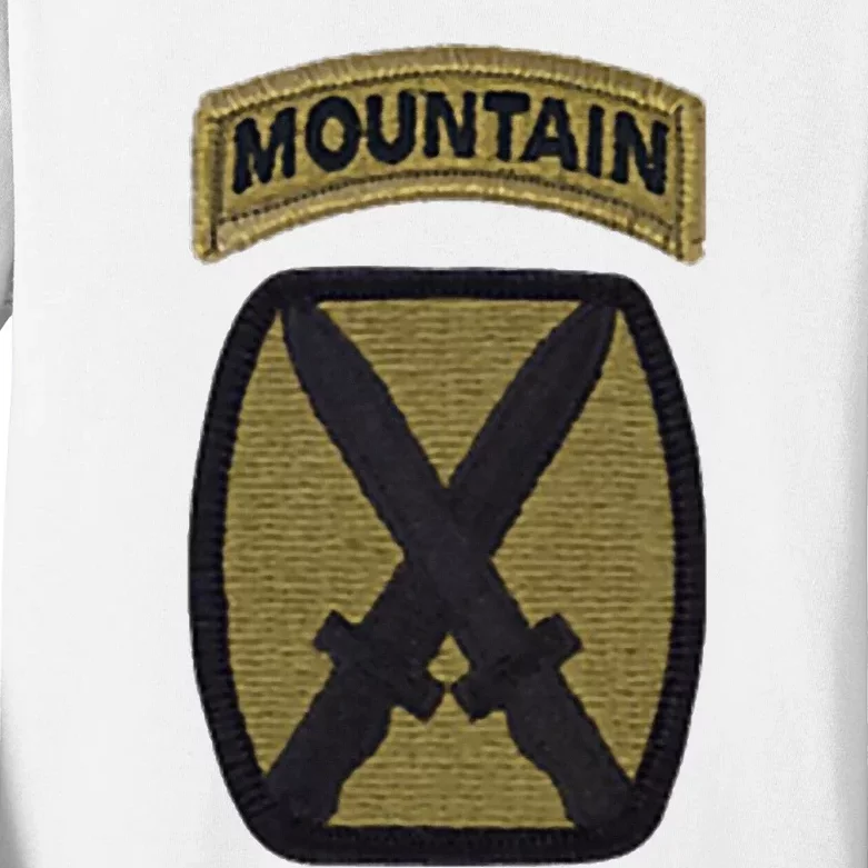 Army 10th Mountain Division Military Veteran Morale Kids Long Sleeve Shirt