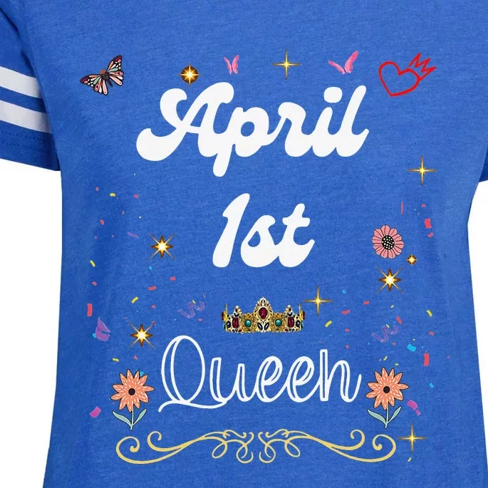 April 1st Queen Born on April 1 Birthday Enza Ladies Jersey Football T-Shirt