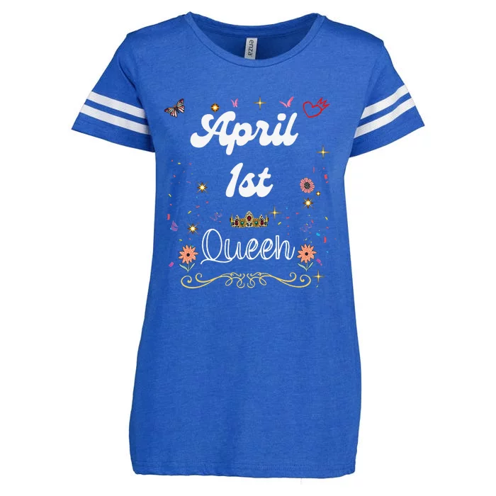 April 1st Queen Born on April 1 Birthday Enza Ladies Jersey Football T-Shirt