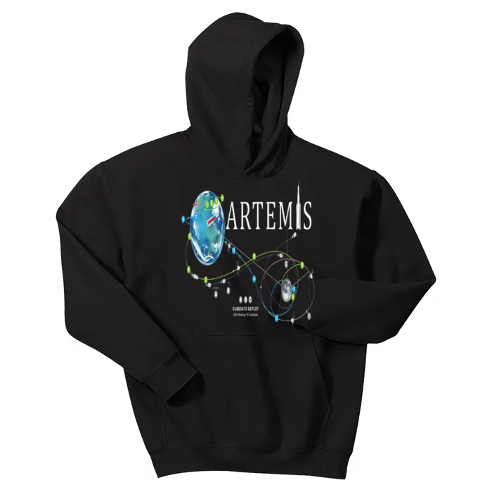 Artemis 1 Route Map SLS Rocket Launch Mission To The Moon Kids Hoodie