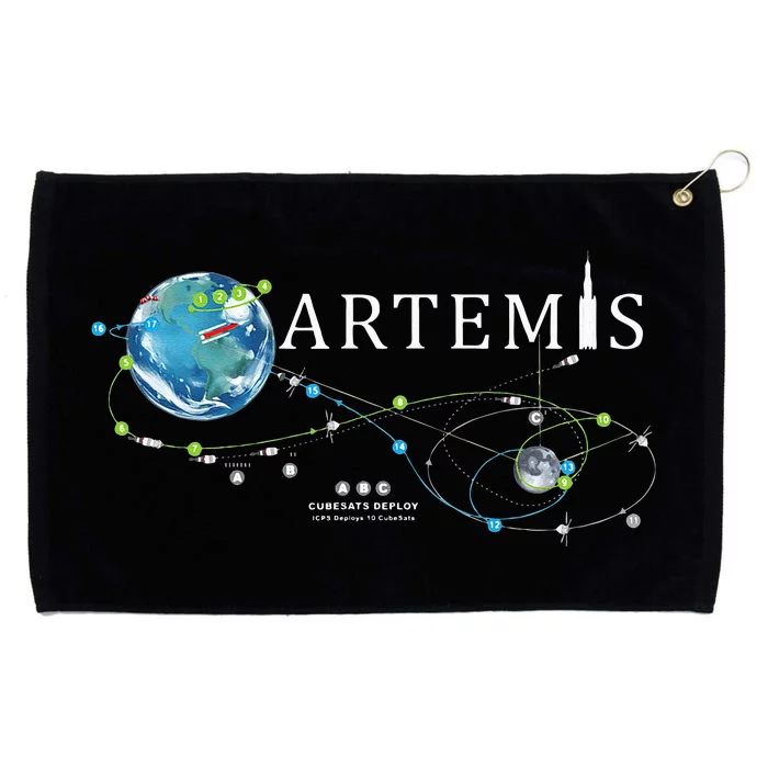 Artemis 1 Route Map SLS Rocket Launch Mission To The Moon Grommeted Golf Towel