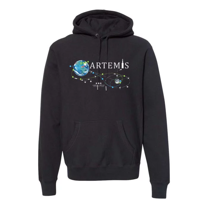 Artemis 1 Route Map SLS Rocket Launch Mission To The Moon Premium Hoodie