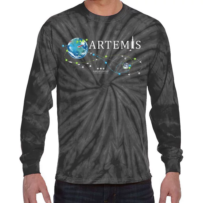 Artemis 1 SLS Rocket Launch Mission To The Moon And Beyond Tie-Dye Long Sleeve Shirt